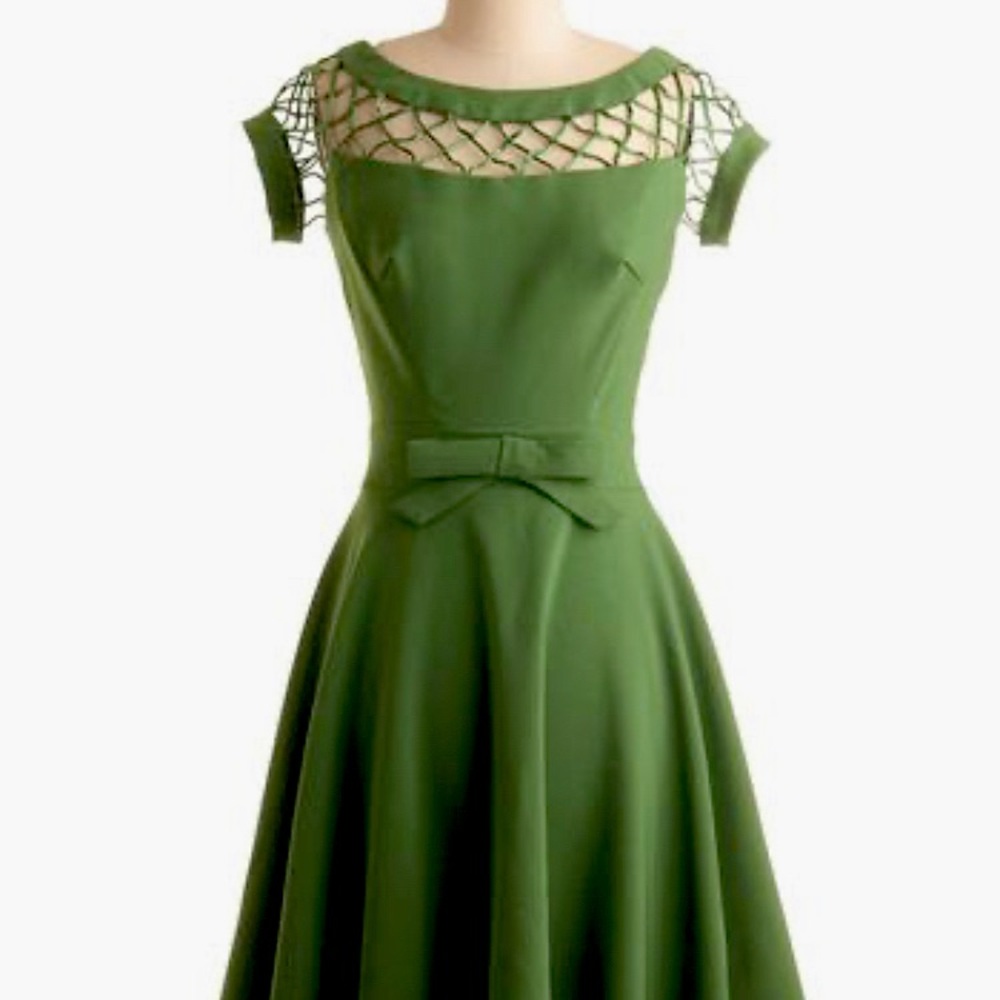 Tatyana Retro 50’s flare green dress m 10/12
